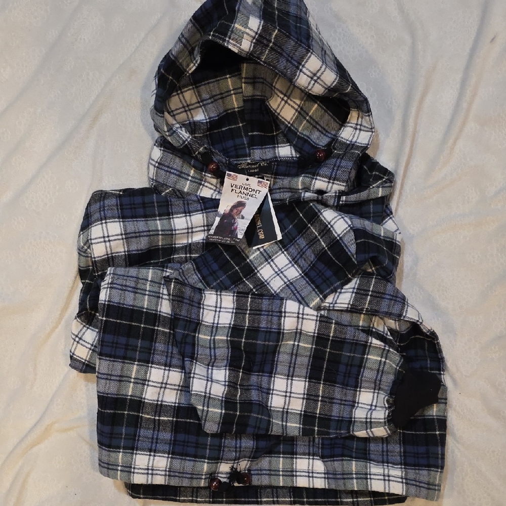 Plaid Hooded Mens Flannel Large